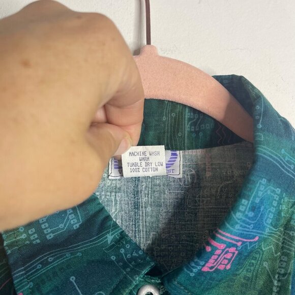 Virgin Key West Vintage Mens Shirt Size Medium Green Button Down Handmade - Picture 7 of 8